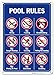 Pool Rules, No Diving No Pushing No Running No Peeing in Pool 10x14 Inches, Rust Free .040 Aluminum, Fade Resistant, Made in USA