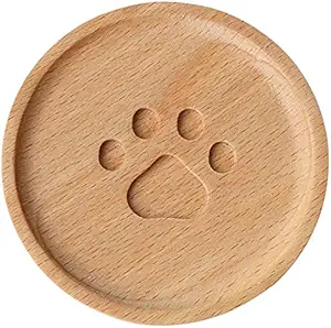 Dog Claw Wooden Coasters for Drinks,Set of 4,Cute Coasters Natural Enoki Wood for Tabletop Protection Home Decor 4''x 0.6''Gift Pet Lover
