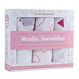 Kinsard Muslin Swaddle Blankets, 100% Cotton Soft and Breathable Swaddling Receiving Blanket, Great For Gift Giving And Baby Shower, Large Baby Swaddles For Easy Wrap, 47 x 47 Inches, (Pink)