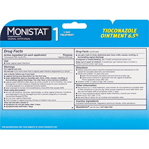 Monistat 1Day Yeast Infection Treatment Prefilled Tioconazole Ointment Buy Online in UAE