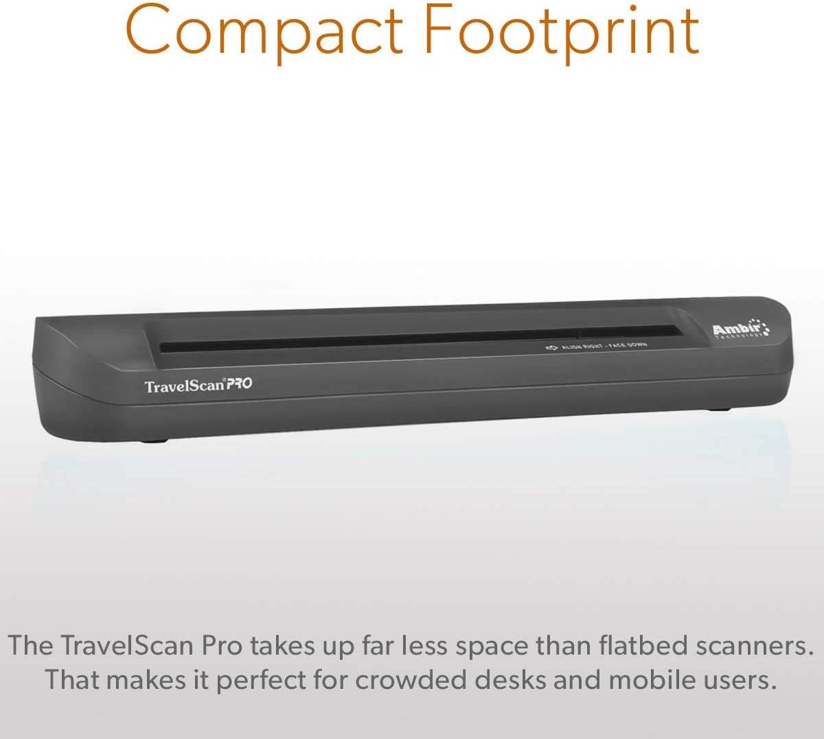 Ambir TravelScan Pro 600 Simplex Document Scanner with AmbirScan Business Card: Electronics