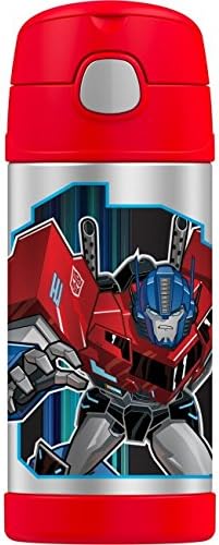 Transformers Autobots Thermos Funtainer 12oz Cold Drink Bottle w/Straw Kids Fun