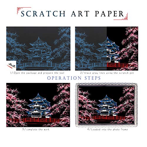 image for BOTEEN Scratch Art Paper Rainbow Painting Sketch, City Series Night Sc