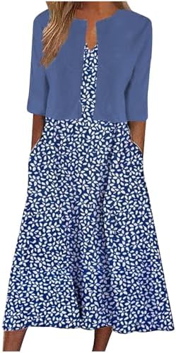Boho Floral Printed Maxi Dress for Women Casual Two Piece Dress with Jacket Sets for Wedding Guest Loose Sleeveless Flowy Tank Dress Crew Neck Half Sleeve Short Cardigan 2Pcs Set S D Boho Floral Printed Maxi Dress for Women Casual Two Piece Dress with Jacket Sets for Wedding Guest Loose Sleeveless Flowy Tank Dress Crew Neck Half Sleeve Short Cardigan 2Pcs Set S D