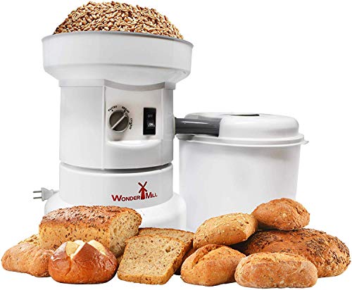 Powerful Electric Grain Mill Wheat Grinder for Home and Professional Use - High Speed Grain Grinder Flour Mill for Healthy Grains and Gluten-Free Flours - Electric Grain Mill by Wondermill,White