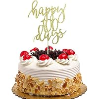 Happy 100 Days Cake Topper for Kids Birthday, Baby Shower, Wedding Party Decorations Gold Glitter