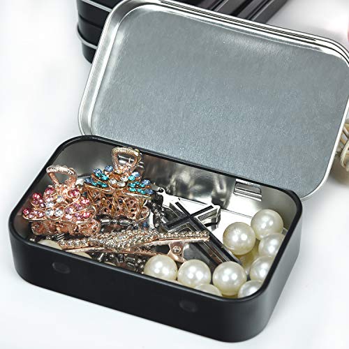 Aybloom Metal Rectangular Empty Hinged Tins - 30 Pack Black Mini Portable Box Containers Small Storage Kit & Home Organizer - Thumbnail 4