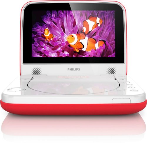 Philips PD704/37 7-Inch Portable DVD Player (White/Red)