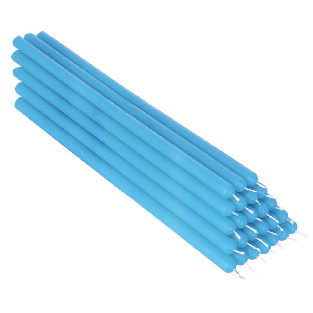 NKlaus 25x Light Blue Paraffin Wax 26cm soot Free Table Candles Coloured Easter Candles Ritual Candle Wedding Candles drip Candles 36340