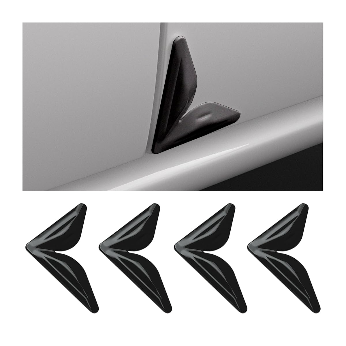 JNNJ 4 Pieces Universal Car Door Corner Protector, Scratch Resistant Car Door Corner Cover, Cars Doors Corner Guard Car Door Protector, Vehicles Side Doors Edge Corners Guard Protector(Black)