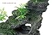 FEDOUR Aquarium Mountain View Stone Ornament, Moss Tree Rock Cave Landscape Artificial Fish Tank Decoration, with 6pcs Small Plants (Olive-Black)thumb 2