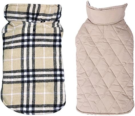 Dog Jacket,TPYQdirect Waterproof Windproof Reversible British style Plaid Dog Vest Winter Coat Warm Dog Apparel for Cold Weather Dog Jacket for Small Medium Large dogs (XXXL, WARM WHITE)