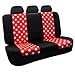 FH GROUP FH-FB115115 Full Set Polka Dots Car Seat Covers for Car Van and SUV, Red / Black color- Fit Most Car, Truck, Suv, or Van