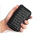 Genuine Leather Woven Men Oversized Zip Around Key Case Car Key Wallet