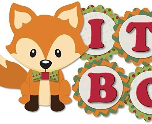 Woodland Baby Shower Banner Decoration Supplies for Boy with Bow Ties - Fox and Racoon "IT'S A BOY" Garland - Handmade in USA