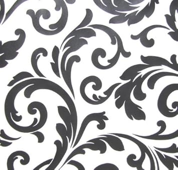 Wallpaper Designer Black Leaf Scroll On White By Norwall Amazon Co Uk Diy Tools
