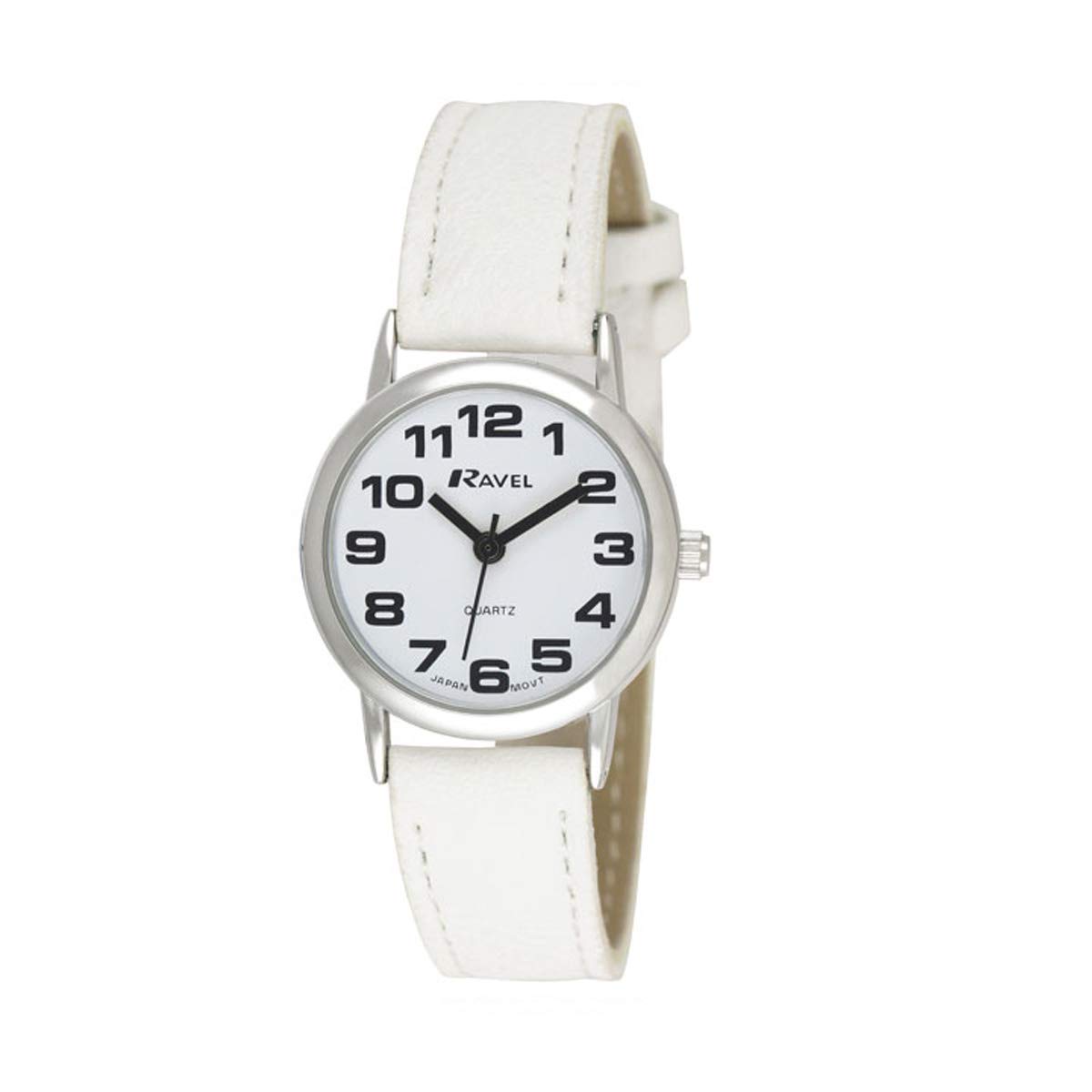 Ravel Women's Easy Read Watch with Big Numbers (Medium) - White/Silver Tone/White Dial — image 1