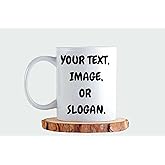 Personalized Coffee Mug, Custom Picture Text or Logo Ceramic Mug, Customized Gift for Men & Women, Taza Personalizada with Photo and Words, Customizable 11 Oz Tea Cup | White