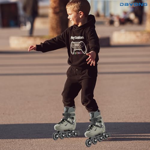 DAYONG Roller Skates for Kids, Adjustable Inline Skating Shoes with 8 Light Up Wheels and Double Adjusting Buckle, Dual Mode Breathable Rollerblades for Beginners, Kids, Adult.