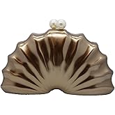 GBWYI Women Acrylic Shell Shaped Clutch Luxury Marble Acrylic Evening Handbag Unique Chain Shoulder Bag Wedding Party Purses