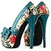 Show Story Multicoloured Floral Pattern Bow Peeptoe Platform Party Pumps,LF80824