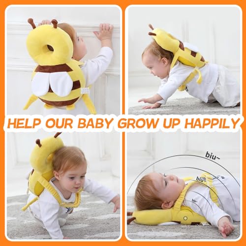 Bambebe Head Protection for Babies Soft Anti-Fall Pillow Child Head Protector Children Adjustable Backpack Head Saver Babies Helmet First Steps Backpack for Children (Bee)