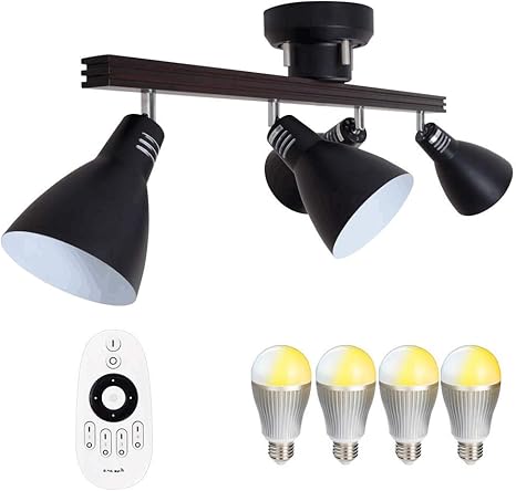 Amazon 共同照明 シーリングライト4灯 スポットライト ダクトレール ペンダントライト Gt Dj168p 4b 9wt Led電球付き60w形相当 4pcs 無段階調光 調色可能 E26リモコン対応 天井照明 ダイニング用 食卓用6畳 8畳 吊り下げライト間接照明 おしゃれ 北欧 カフェ風