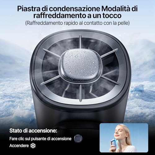 yAyusi Ventilatore Portatile Ricaricabile,Potente Ventilatore Multifunzione da 10000mAh con Funzione di Raffreddamento a Ghiaccio,Ventilatore Turbo 100Livelli di Velocità Regolabili per Viaggi/Ufficio