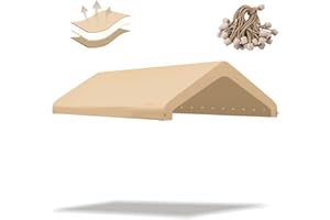 BIRODEKO 10x20FT Carport Replacement Canopy Top Cover, Garage Top Shelter Cover with Ball Bungees,Beige(Frame Not Include)