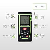 Laser Measure USA Professional 196 Ft Digital Laser Distance Measuring Tape Tool With Electronic Outdoor Settings, Bubble Level and Pythagorean Measurement Modes, Glow-In-Dark, and Self-Correcting