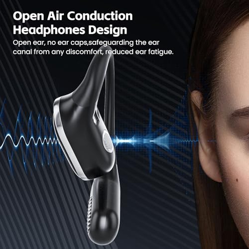 Open Ear Wireless Earbuds Bluetooth Headphones, 80H Playtime Stereo Ear Buds with ENC Noise Cancelling, Fast Charging, IPX7 Waterproof Sports Earphones with Earhook for Running/Workouts (Black)