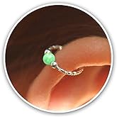 Silver Helix Earring - 20 Gauge Green Opal Cartilage Ring Hoop - Tiny 925 Sterling Silver Helix Piercing Jewelry for Women