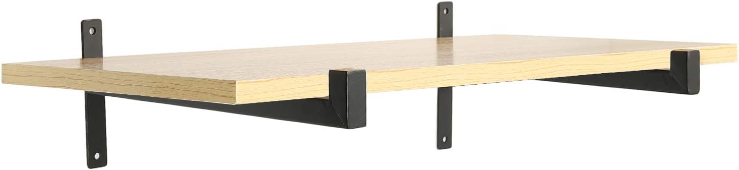 12 Inch Shelf Brackets with Lip, Heavy Duty Black Metal Industrial Shelving Bracket, Wall Mounted Rustic Farmhouse Iron Floating Support for DIY Open Shelves, Set of 4: Home Improvement