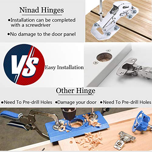 Ninad Soft Close Hinge Concealed 90 Degree Door Hinges 4Pack Easy Installation