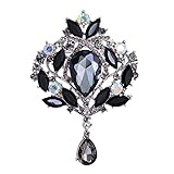 Yilanair Wedding Bridal Big Crystal Rhinestone Bouquet Brooch Pin for Women (Black)