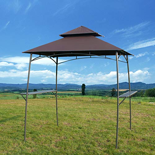 Feelway BBQ Canopy Outdoor Barbecue Grill Metal Gazebo W/Lights 2-Tier