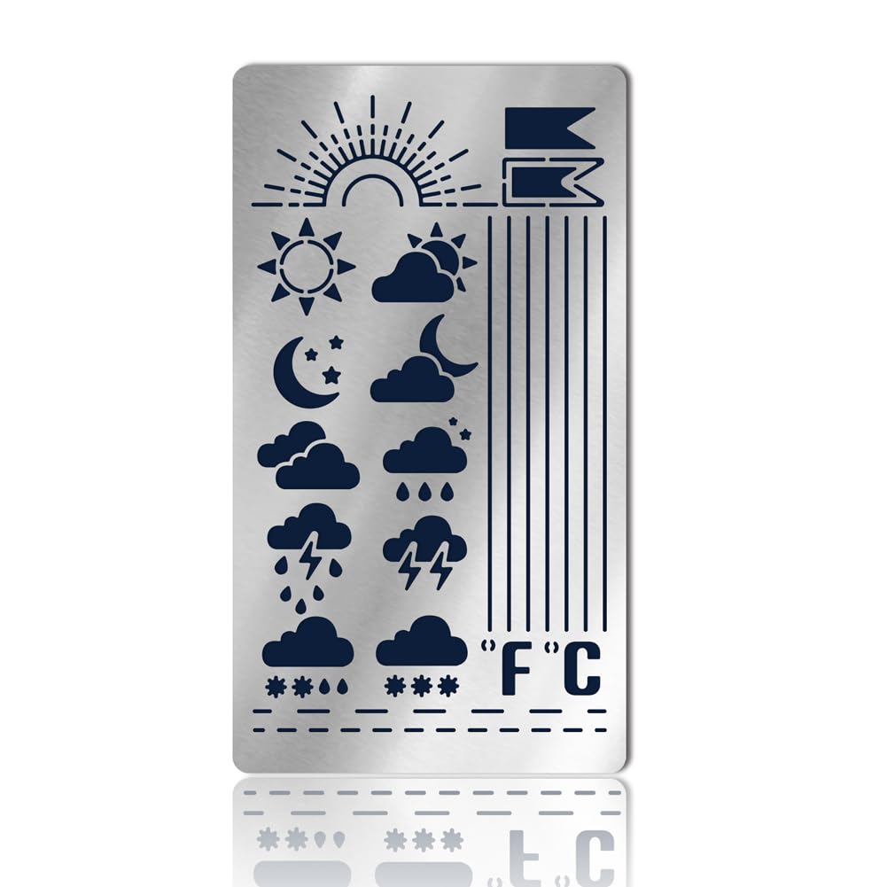 NBEADS Stainless Steel Weather Templates, 10.1x17.7cm Weather Symbol Dot Stencils Reusable Art and Crafts Journal Stencils for Scrapbooking Journaling Wood Burning