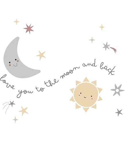 Autocollant Mural Nursery "I Love You To The Moon And Back" - Vinyle, Décoration Enfant, Neuf