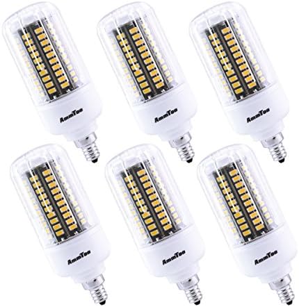 AmmToo 12W LED Corn light bulb E12 Screw Base 960LM Warm White 2800-3200K AC85-265V 120Leds 5736SMD Pack of 6