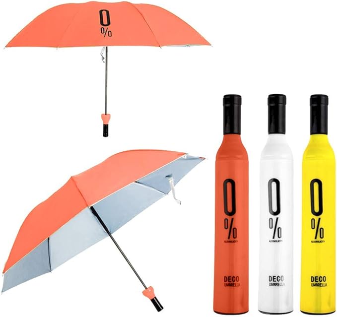 NIMIT SALES Fashionable Wine Bottle Travel Umbrella Double Layer Folding Portable Bottle