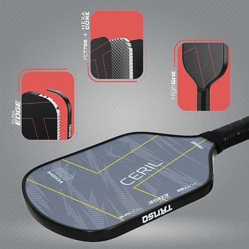 TANSO Ceril Venom T700 Pickleball Paddle (High Grit Surface Carbon Fibre Pickleball Paddle, 13mm Thick Hexa Core, Wide Body for Stable Control) 3