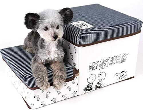 折り畳み可能 収納付き スヌーピー フレンズ柄 ペット用 ステップ 2段 ペットパラダイス 収納 階段 小型犬 シニア犬 618