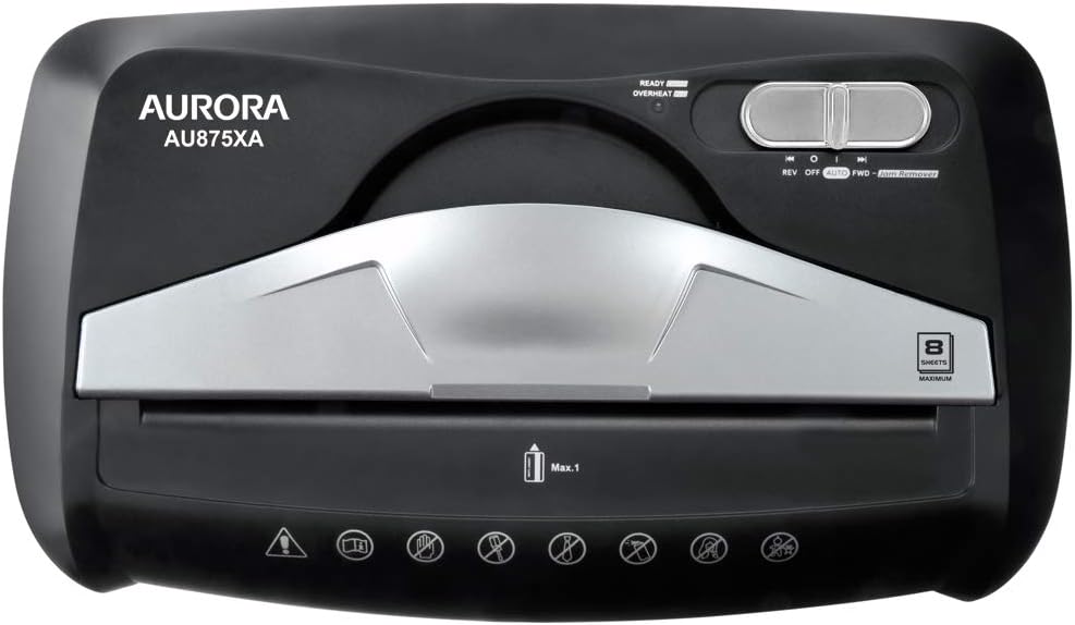 Aurora AU875XA Paper and Credit Card Shredder with 3.7-Gallon Wastebasket, 8-Sheet Cross-Cut with Basket: Electronics