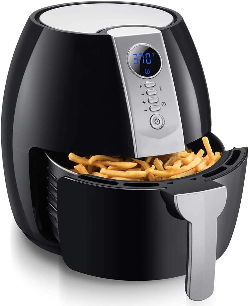 Air Fryer, 4.2 Quart Electric Digital Air Fryers Oven Oilless Cooker, Personal Compact Healthy Fryer with LCD Digital Screen and Nonstick Frying Pot (Black)