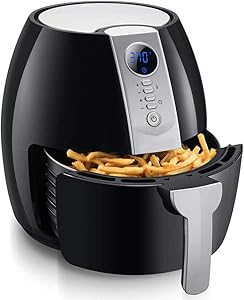 Air Fryer, 4.2 Quart Electric Digital Air Fryers Oven Oilless Cooker, Personal Compact Healthy Fryer with LCD Digital Screen and Nonstick Frying Pot (Black)