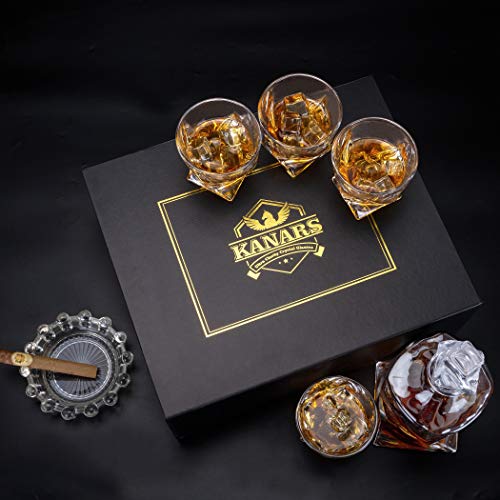 KANARS 7-Teiliges Bleifrei Kristallgläser Whisky Karaffe Set, 800 ml Dekanter mit 6x 300 ml Whiskey Gläser für Whisky, Cognac, Scotch, Martini, Schöne Geschenkbox – Bild 7