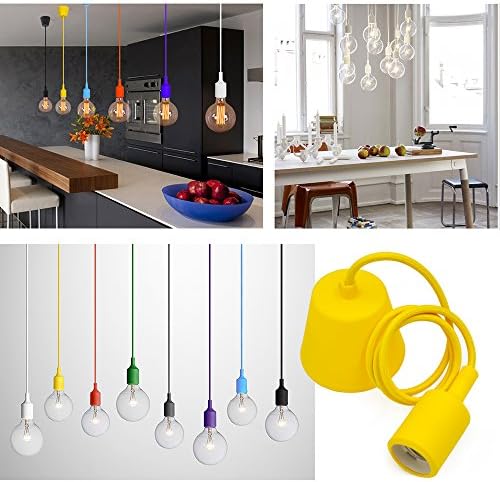Princeway Colorful Silica Gel Contemporary Chandeliers Lighting Fixture- European Modern IKEA Style- DIY Easy Installation for Home Lighting in Kitchen, Dining Room, Living Room, Kids Room and Restaurant (Yellow)