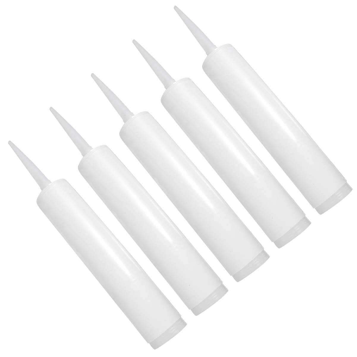 UPKOCH Refillable Caulk Tube 5 Pcs Empty Caulk Tubes Refillable Sealant Caulking Tube Home Improvement Construction Tool, White Fillable Caulking Tubes