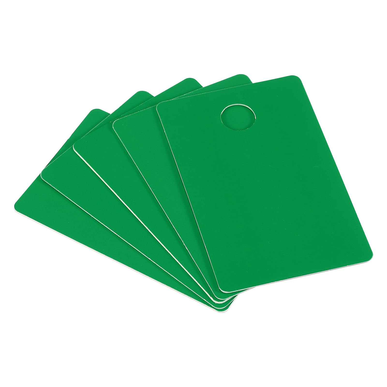 PATIKIL 2.13 x 3.39" PVC Blank Cards with Slot Punch on Short Side, 50 Pcs Punch Card Blank Credit Cards Plastic Photo ID Card for Business Office, Green