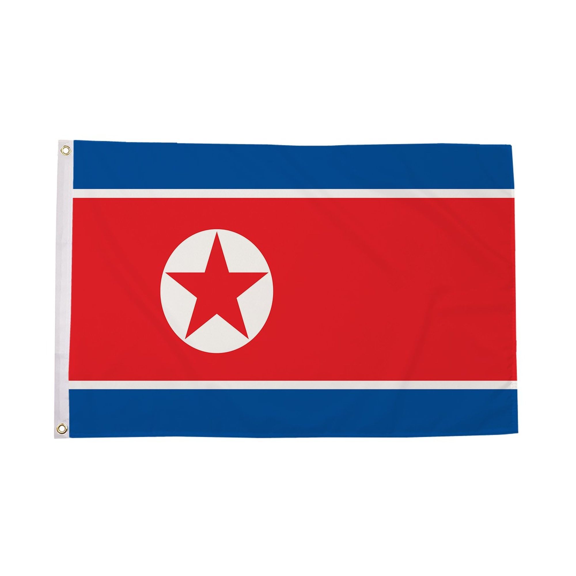 Flagtex North Korea Flag 5ft x 3ft DPRK National Flag Blue Red White Horizontal Stripes Red Star Premium Quality Polyester Double Stitched Brass Grommets 150cm x 90cm Indoor Outdoor Banner